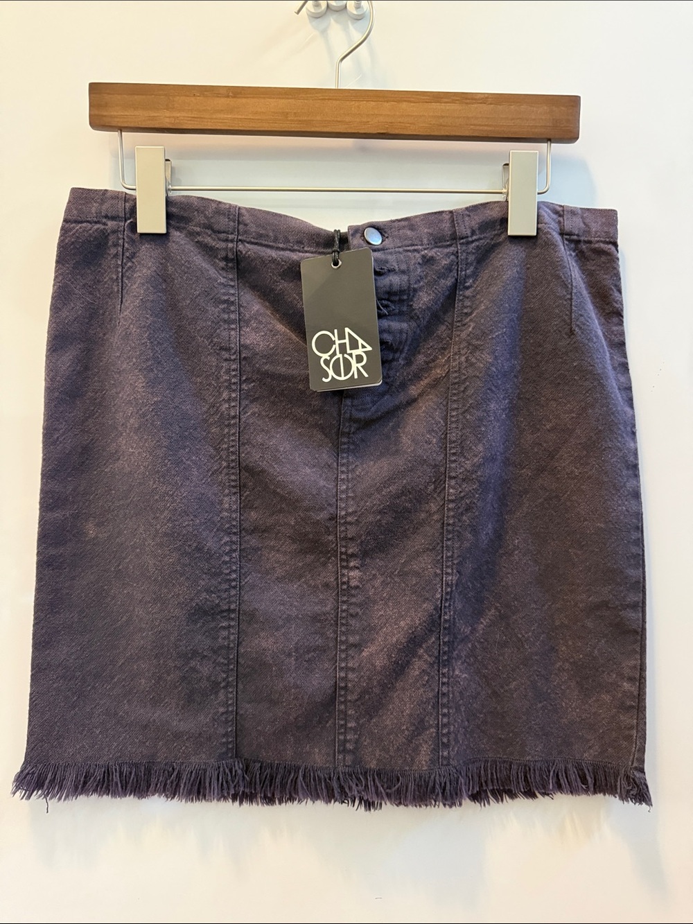 Chaser Purple Frayed Hem Denim Mini Skirt